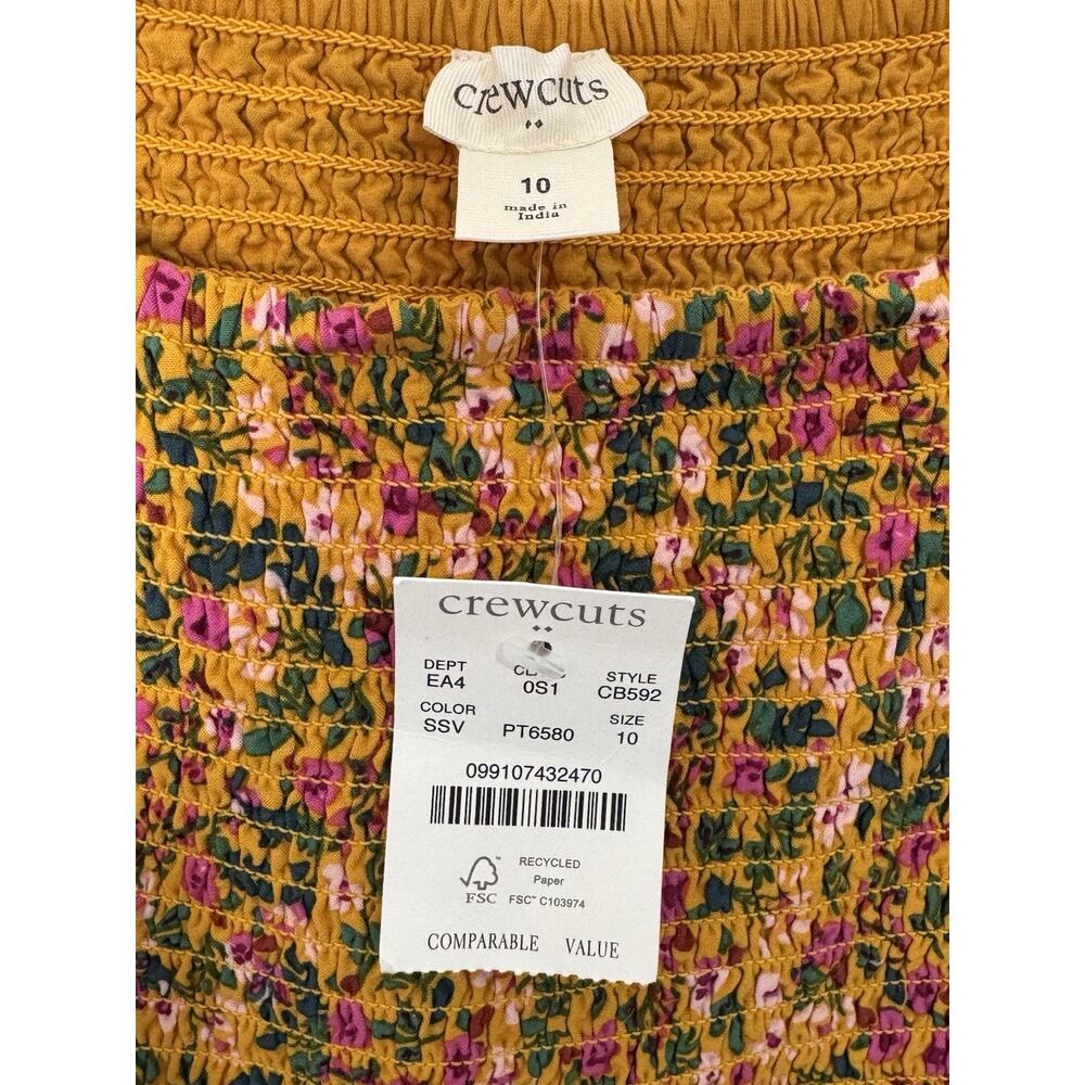 CREWCUTS J. Crew Girls' Sz 10 Floral Smocked Puff Sleeve Wide Leg Jumpsuit - Picture 6 of 10